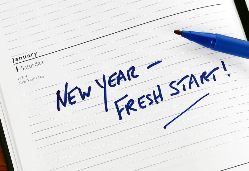 calendar with new year fresh start written